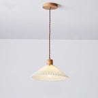 Contemporary Nordic Round Pleated Skirt Shape Fabric Iron 1-light Pendant Light for Living Room BulbSquare