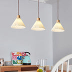 Contemporary Nordic Round Pleated Skirt Shape Fabric Iron 1-light Pendant Light for Living Room BulbSquare