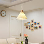 Contemporary Nordic Round Pleated Skirt Shape Fabric Iron 1-light Pendant Light for Living Room BulbSquare