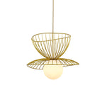 Contemporary Creative Double-Layer Straw Hat Stacking Hardware Acrylic 1-Light Pendant Light For Living Room