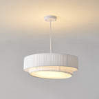 Contemporary Nordic Double Layer Drum Pleated Fabric Iron Acrylic 4/5-Light Pendant Light For Living Room