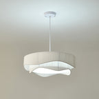 Contemporary Nordic Double Layer Drum Pleated Fabric Iron Acrylic 4/5-Light Pendant Light For Living Room