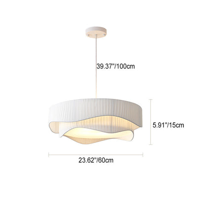 Contemporary Nordic Double Layer Drum Pleated Fabric Iron Acrylic 4/5-Light Pendant Light For Living Room