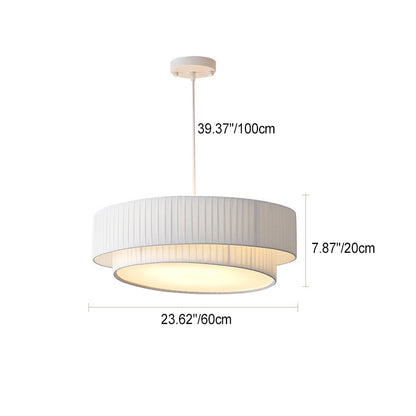 Contemporary Nordic Double Layer Drum Pleated Fabric Iron Acrylic 4/5-Light Pendant Light For Living Room