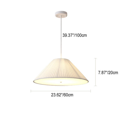 Contemporary Nordic Double Layer Drum Pleated Fabric Iron Acrylic 4/5-Light Pendant Light For Living Room