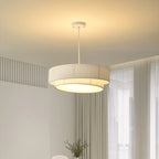 Contemporary Nordic Double Layer Drum Pleated Fabric Iron Acrylic 4/5-Light Pendant Light For Living Room