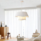 Contemporary Nordic Double Layer Drum Pleated Fabric Iron Acrylic 4/5-Light Pendant Light For Living Room