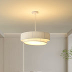 Contemporary Nordic Double Layer Drum Pleated Fabric Iron Acrylic 4/5-Light Pendant Light For Living Room