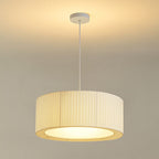 Contemporary Nordic Double Layer Drum Pleated Fabric Iron Acrylic 4/5-Light Pendant Light For Living Room