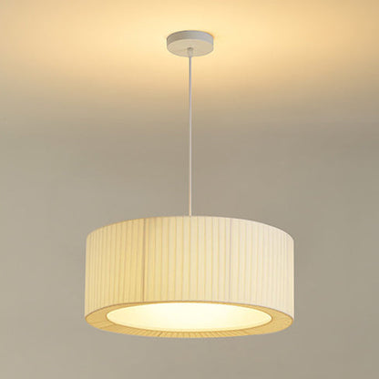 Contemporary Nordic Double Layer Drum Pleated Fabric Iron Acrylic 4/5-Light Pendant Light For Living Room