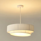 Contemporary Nordic Double Layer Drum Pleated Fabric Iron Acrylic 4/5-Light Pendant Light For Living Room