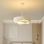 Contemporary Nordic Double Layer Drum Pleated Fabric Iron Acrylic 4/5-Light Pendant Light For Living Room