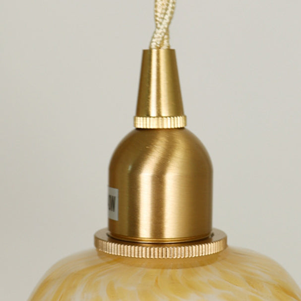 Traditional Vintage Flowers Brass Glass 1-Light Pendant Light For Bedroom