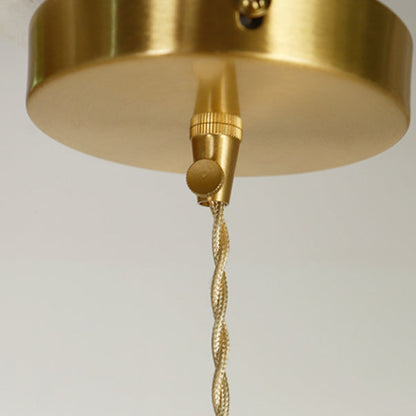 Traditional Vintage Flowers Brass Glass 1-Light Pendant Light For Bedroom