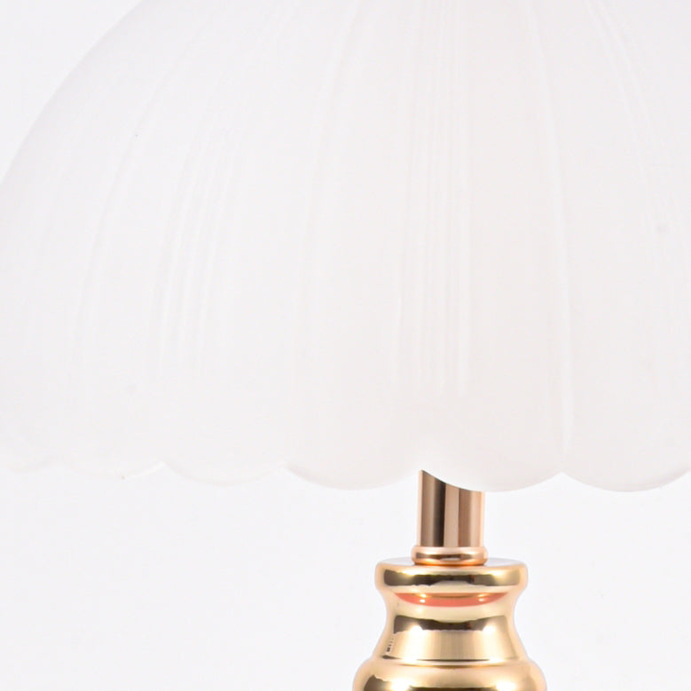 Contemporary Nordic Half Dome Flower Globe Base Iron Ceramic Glass 1-Light Table Lamp For Bedroom Lumendat