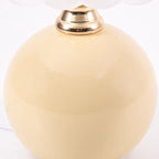 Contemporary Nordic Half Dome Flower Globe Base Iron Ceramic Glass 1-Light Table Lamp For Bedroom Lumendat