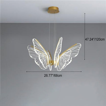 Contemporary Creative Butterfly Acrylic Aluminum Iron LED Pendant Light For Bedroom