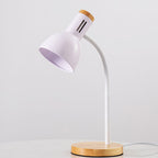 Modern Minimalist Iron Wooden Base Hose Foldable Adjustable Arm 1-Light Table Lamp For Bedroom Lumendat