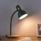 Modern Minimalist Iron Wooden Base Hose Foldable Adjustable Arm 1-Light Table Lamp For Bedroom Lumendat