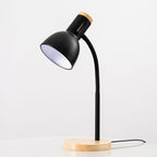 Modern Minimalist Iron Wooden Base Hose Foldable Adjustable Arm 1-Light Table Lamp For Bedroom Lumendat