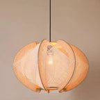 Contemporary Boho Wood Handmade Rattan Nest Shaped 1-Light Pendant Light For Living Room