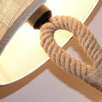 Contemporary Creative Nautical Twisted Rope Knot Drum Shape Fabric Iron 1-Light Table Lamp For Bedroom Lumendat