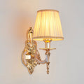 Traditional European Hardware Fabric Flower Cylinder Shade 1/2-Light Wall Sconce Lamp For Living Room