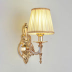 Traditional European Hardware Fabric Flower Cylinder Shade 1/2-Light Wall Sconce Lamp For Living Room