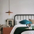 Contemporary Retro Pull Chain Wooden Handle Flying Saucer Brass Wood 1-light Pendant Light for Dining Room BulbSquare