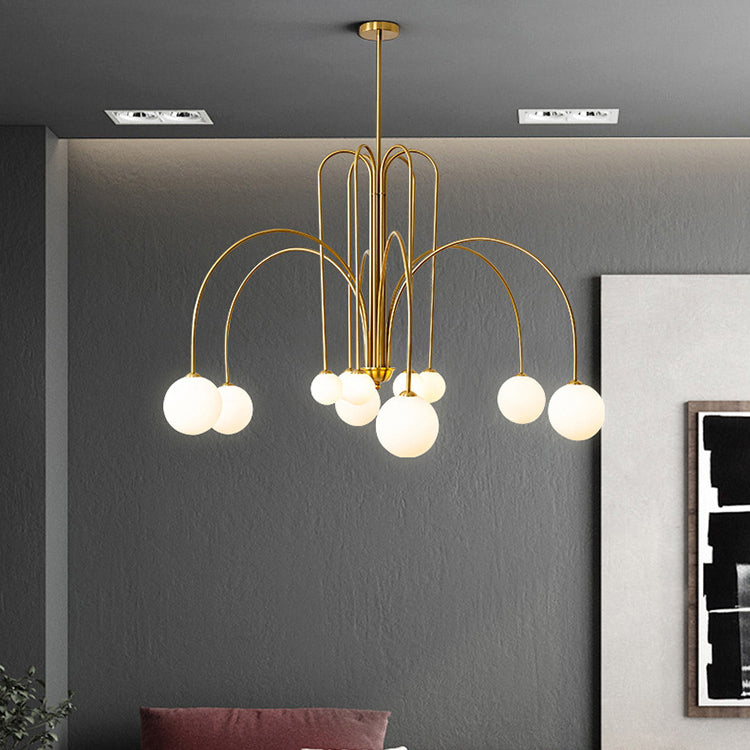 Contemporary Nordic Iron Frame Arm Glass Globe 6/8/12-light Chandeliers for Dining Room BulbSquare
