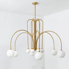 Contemporary Nordic Iron Frame Arm Glass Globe 6/8/12-light Chandeliers for Dining Room BulbSquare