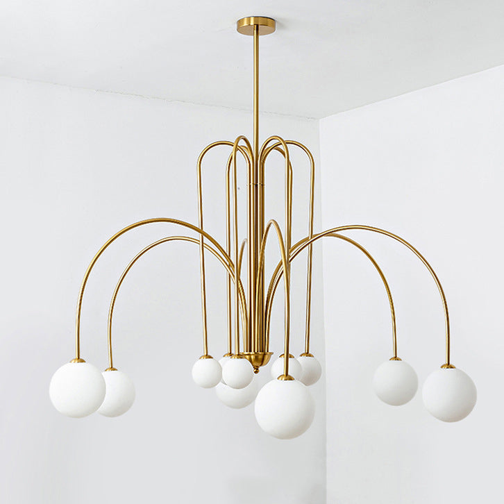 Contemporary Nordic Iron Frame Arm Glass Globe 6/8/12-light Chandeliers for Dining Room