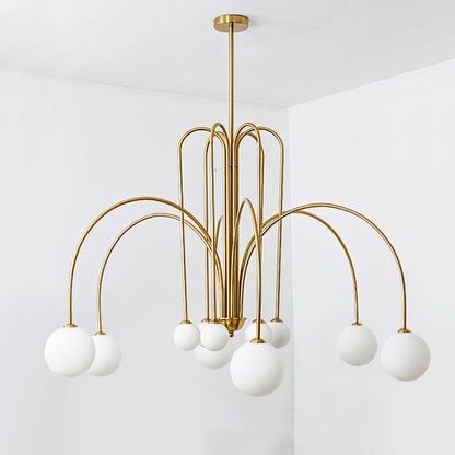 Contemporary Nordic Iron Frame Arm Glass Globe 6/8/12-light Chandeliers for Dining Room