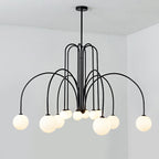 Contemporary Nordic Iron Frame Arm Glass Globe 6/8/12-light Chandeliers for Dining Room BulbSquare