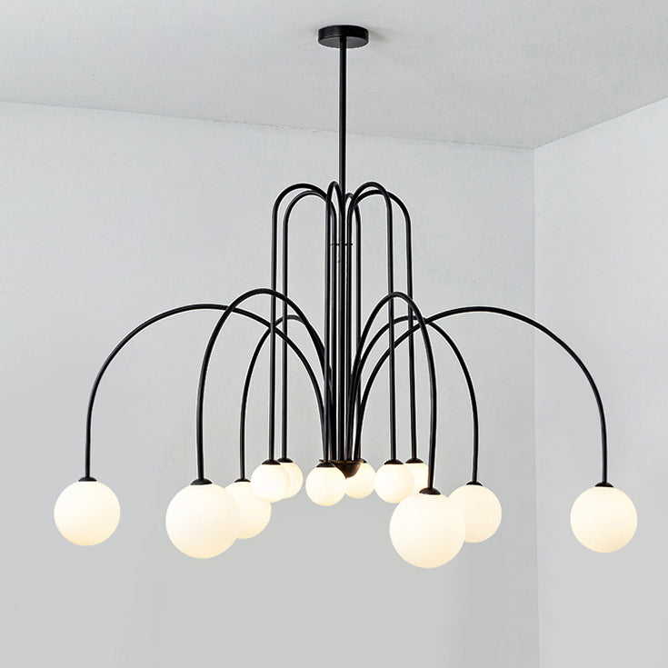 Contemporary Nordic Iron Frame Arm Glass Globe 6/8/12-light Chandeliers for Dining Room