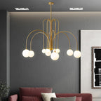 Contemporary Nordic Iron Frame Arm Glass Globe 6/8/12-light Chandeliers for Dining Room BulbSquare