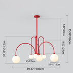 Contemporary Nordic Iron Frame Arm Glass Globe 6/8/12-light Chandeliers for Dining Room BulbSquare