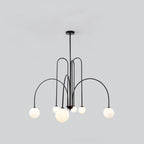Contemporary Nordic Iron Frame Arm Glass Globe 6/8/12-light Chandeliers for Dining Room BulbSquare
