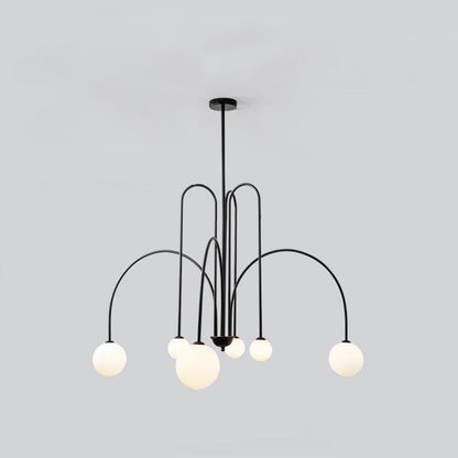 Contemporary Nordic Iron Frame Arm Glass Globe 6/8/12-light Chandeliers for Dining Room