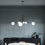Contemporary Nordic Iron Frame Arm Glass Globe 6/8/12-light Chandeliers for Dining Room BulbSquare