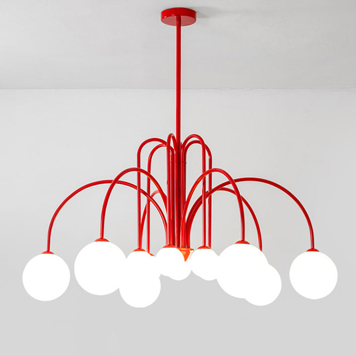 Contemporary Nordic Iron Frame Arm Glass Globe 6/8/12-light Chandeliers for Dining Room