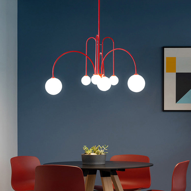 Contemporary Nordic Iron Frame Arm Glass Globe 6/8/12-light Chandeliers for Dining Room BulbSquare