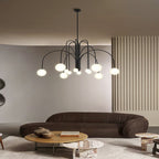 Contemporary Nordic Iron Frame Arm Glass Globe 6/8/12-light Chandeliers for Dining Room BulbSquare