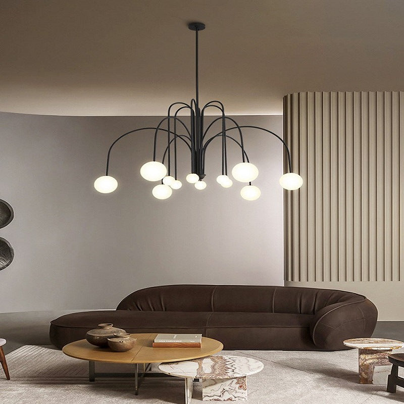 Contemporary Nordic Iron Frame Arm Glass Globe 6/8/12-light Chandeliers for Dining Room BulbSquare