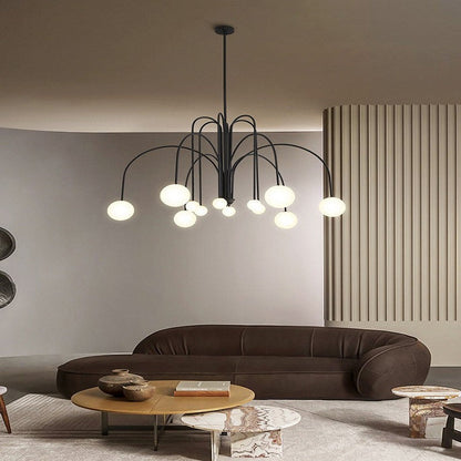 Contemporary Nordic Iron Frame Arm Glass Globe 6/8/12-light Chandeliers for Dining Room
