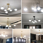 Contemporary Nordic Iron Frame Arm Glass Globe 6/8/12-light Chandeliers for Dining Room BulbSquare