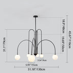 Contemporary Nordic Iron Frame Arm Glass Globe 6/8/12-light Chandeliers for Dining Room BulbSquare