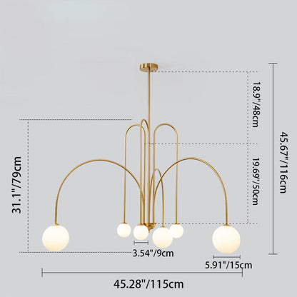 Contemporary Nordic Iron Frame Arm Glass Globe 6/8/12-light Chandeliers for Dining Room
