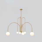 Contemporary Nordic Iron Frame Arm Glass Globe 6/8/12-light Chandeliers for Dining Room BulbSquare