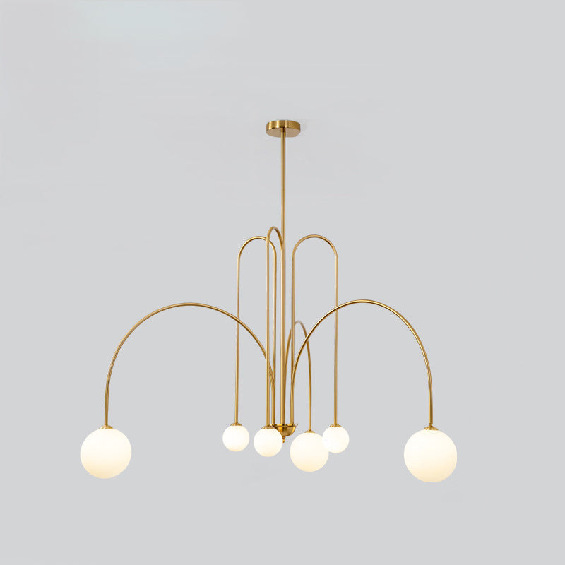 Contemporary Nordic Iron Frame Arm Glass Globe 6/8/12-light Chandeliers for Dining Room
